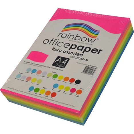 Rainbow Office Paper A4 500 Sheets Assorted Colours